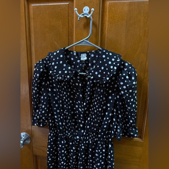 Marc Jacobs The Kat Dress Polka Dot Size 0 Peter Pan Collar Black & White - Picture 3 of 14